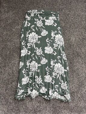 Market & Spruce Olive Green Floral Maxi Skirt
